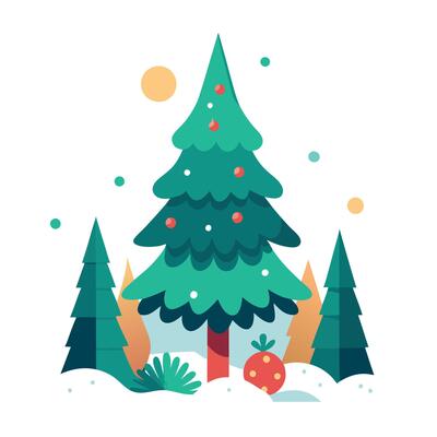 Abstract christmas tree in forest illustration for christmas