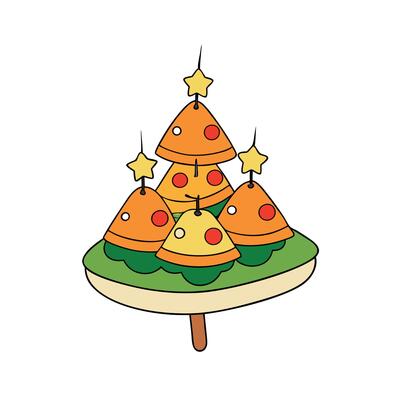 Holiday appetizer. canapes in form of christmas tree.Christmas holiday food.