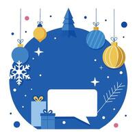 Festive cobalt blue background with christmass decoration and copy space. Happy New Year vector