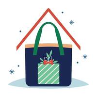 Tote With Christmas Handwritten on the Side in an Attic vector