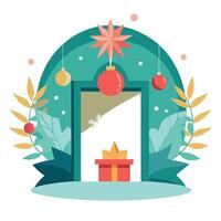 Stylish Interior Design Background. Christmas Frame Mock up. vector