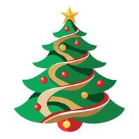 Christmas tree tangled distorted wave shapes. red green and gold on a green background vector