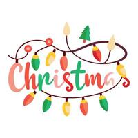 Christmas time. String of glowing christmas lights. Merry Christmas. Digital art image. vector