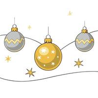 Christmas background with gold and silver christmas ornaments in the snow vector