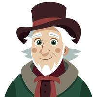 Image of a happy and friendly Ebenezer Scrooge from A Christmas Carol vector