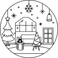Christmas Home Background. Contemporary Interior Design. vector