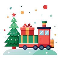 Background christmas gift train. christmas greeting. christmas concept. communication concept vector