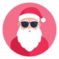 Portrait of Santa Claus in sunglasses on a pink background with copy space vector