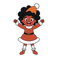 Little happy afro girl concept of christmas and new year on white background vector