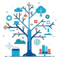 Creative winter tree concept. technology and future concept. background. vector