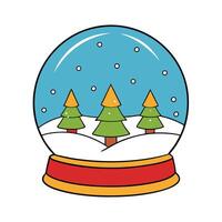 Christmas card with golden snow globe and christmas trees in the background vector
