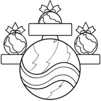 Top view background white marble countertop christmas baubles and ribbon with editorial space. vector