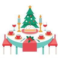 Elegant theme table setting for Christmas and New year dinner. vector