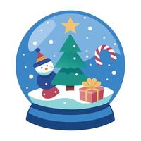 Magical snow globe with Christmas decorations created with technology vector