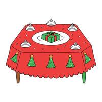 Christmas tablecloth with presents on it vector