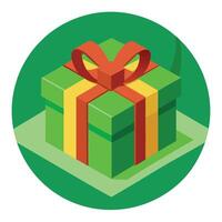 3D render of Christmas present lying against green background vector