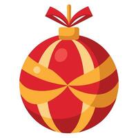 Red gold Christmas ball with ribbon and a bow. isolated on background. vector