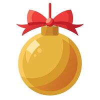 Gold Christmas ball with ribbon and a bow. isolated on background. vector