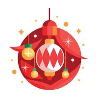 Red lights christmas abstract decoration for new year. glowing copy space vector