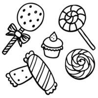 acuarela Navidad dulces colocar. clasificado golosinas y galletas aislado en blanco antecedentes vector