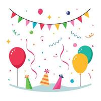 Party Background with lights. confetti. balloons and serpentine vector