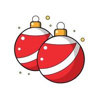 Close up of red. white balls on christmas tree. Bokeh garlands in the background. New Year concept. vector