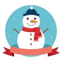 Happy Snowman Banner. Merry Christmas. Happy New Year greeting card. background. Copy space. vector