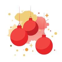 Abstract watercolor christmas background with red ornaments - copy space vector