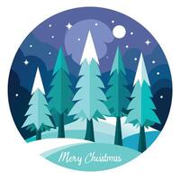Christmas card with trees and snow vector