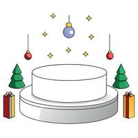 Marble podium floating with christmas concept for product display vector