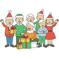 Senior friends and family at Christmas party. Active holiday fun. bonding and retirement vector