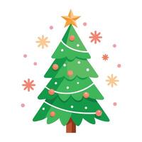 Christmas tree with snowflakes and stars. Merry christmas decorative element design background. vector