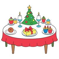 Table set for a party. christmas table. christmas decoration. christmas table setting vector