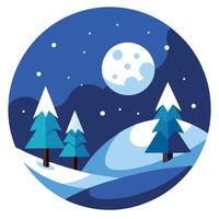 Picture of a magical winter wonderland with a full moon as christmas background vector