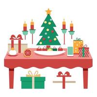 Table set for a party. christmas table. christmas decoration. christmas table setting vector
