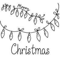Christmas time. String of glowing christmas lights. Merry Christmas. Digital art image. vector