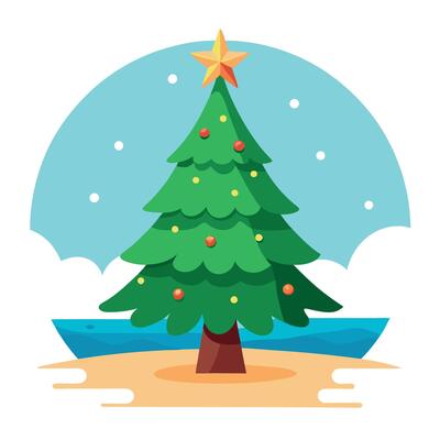 Seaside Serenity. Majestic Christmas Tree at the Beach