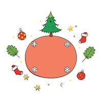 Christmas background with fir tree and decor. Top view with copy space vector