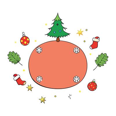 Christmas background with fir tree and decor. Top view with copy space