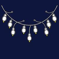 Christmas Garland Bokeh Lights on Dark Blue Background vector