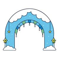 Round ice frosty arch festive night evening. frame outside. presentation winter greeting card vector