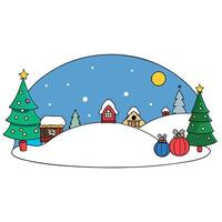 Panorama illustration of a christmas scene with bokeh and room for text. vector