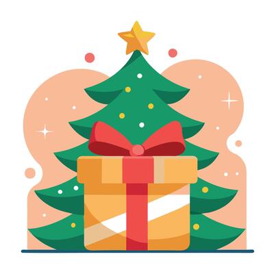 Christmas tree with gift box