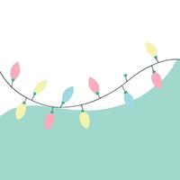 Minimal background made of pastel color christmas lights against aquamarine and pink background vector