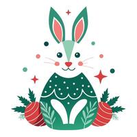 Decorative christmas rabbit. Card with negative space. vector