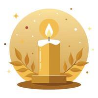 Festive golden compositionon with bokeh background with candle and textspace vector
