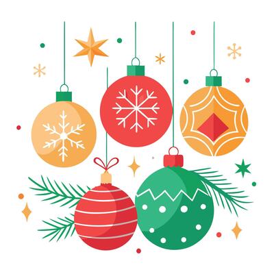 Festive christmas background with christmas ornaments and snowflakes