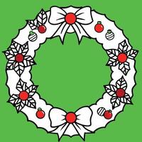 A christmas wreath with red and green decorations vector