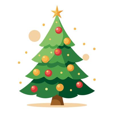 Close shot of decorated christmas tree. Gold bokeh background