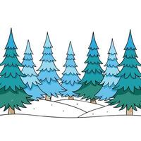 Winter forest background with snow-covered coniferous trees and place for text. vector